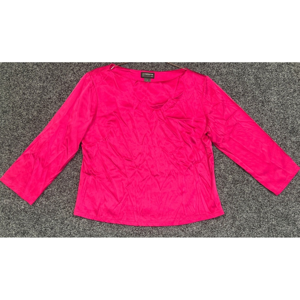 Liz Claiborne Collection Fuchsia Pink Silk Blend  Blouse Top Size 8